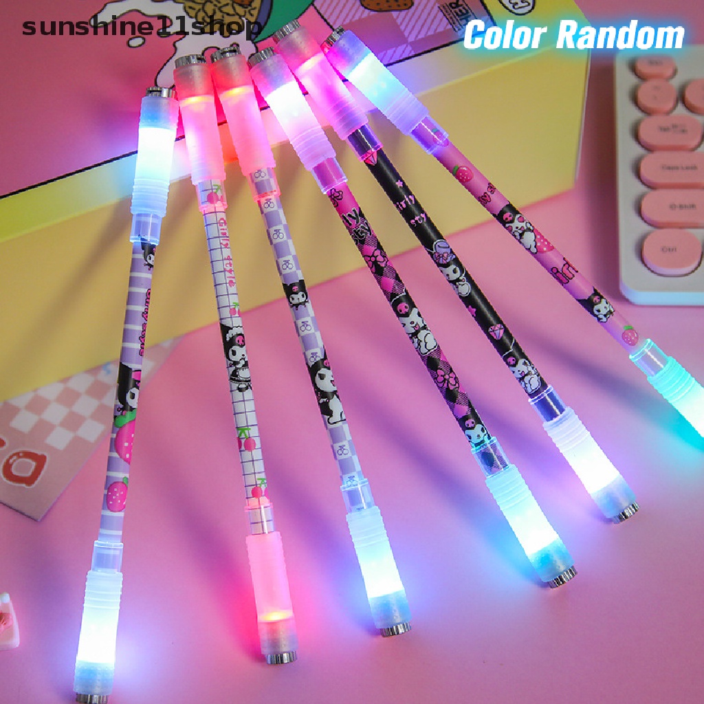 Sho Keren Lucu Kartun Bercahaya Rotag LED Flash Gel Pen Gaming Spinning Pen Ballpoint Fashion 0.5mm Menghilangkan Stress Pen N