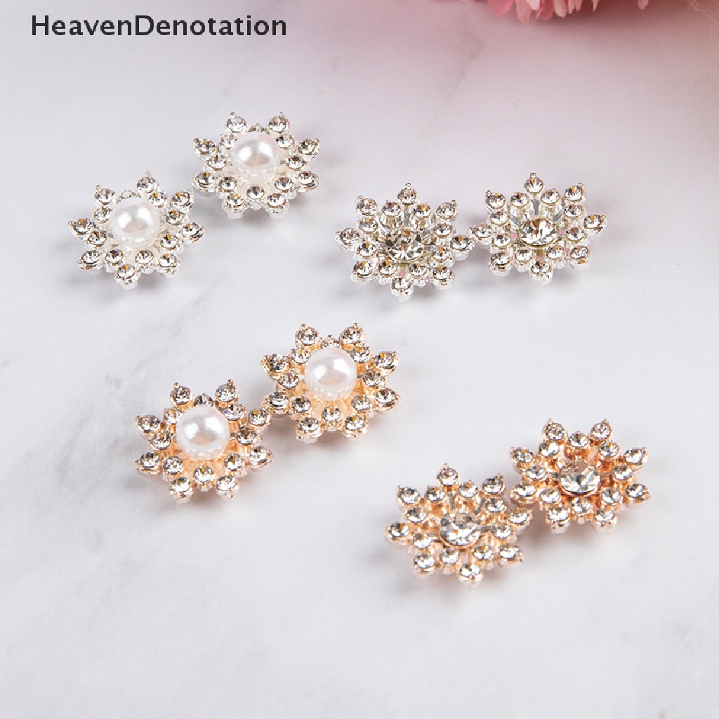 [HeavenDenotation] 10pcs Snowflake Pearl Strass Rhinestone Buttons For DIY Craft Clothes Accessory HDV