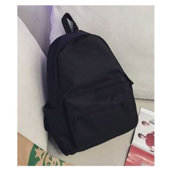 Tas Ransel Backpack Sekolah Distro Polos Murah Pria Wanita Cewek Cowok - Hitam