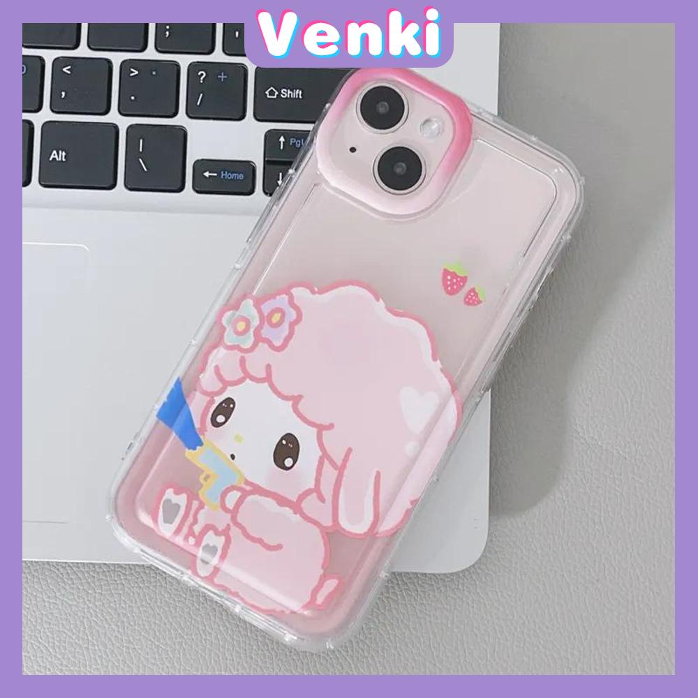 Case iPhone 14 Pro Max Soft TPU Clear Pink Blue Jelly Airbag Case Cute Cartoon Couple Dog and Sheep Camera Protection Shockproof For iPhone 14 13 12 11 Plus Pro Max 7 Plus X XR