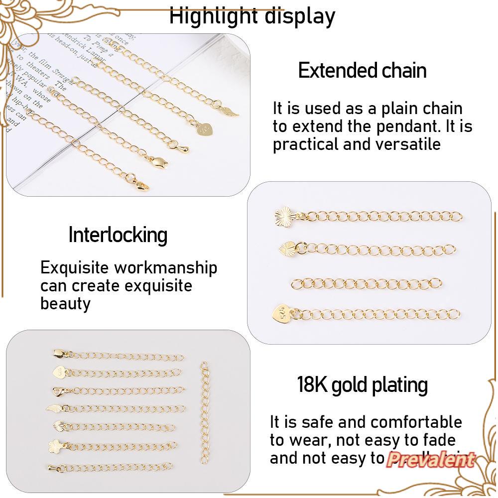 Preva 5Pcs Extension Tail Rantai DIY Membuat Perhiasan Konektor Gelang Emas 18k