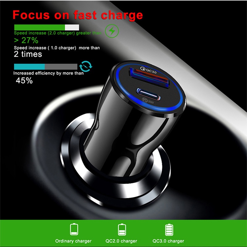 20w PD Dual Fast Charging Adapter LED QC3.0 USB Charger Mobil PD 20W Quick Charge USB-C Type-C 3.1A Quick Charger