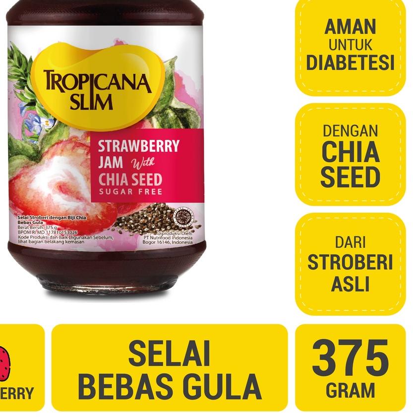 

✺ Tropicana Slim Strawberry Jam 375 g - Selai Stroberi Bebas Gula ➴