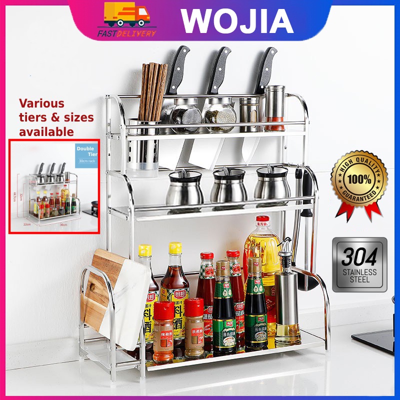 Rak Bumbu Masak Dapur Serbaguna Susun Tingkat Stainless Spice Rack