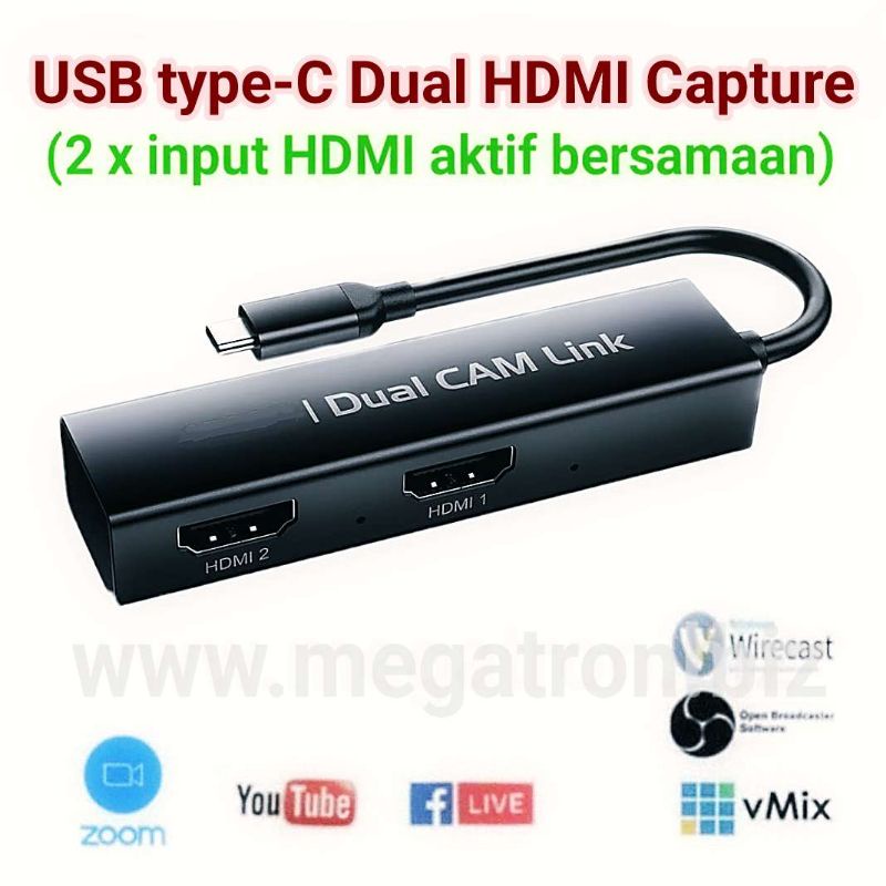 USB type-C Dual HDMI Video Capture (2 x HDMI input) - Support vMix OBS dll