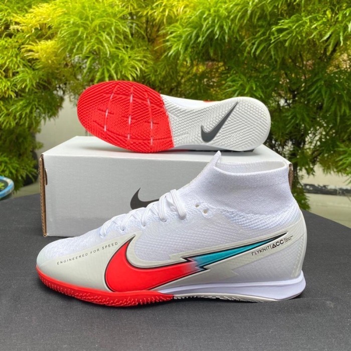 {MentariStore} Sepatu Futsal Nike Mercurial Superfly 7 Elite White Flash Crimson Murah