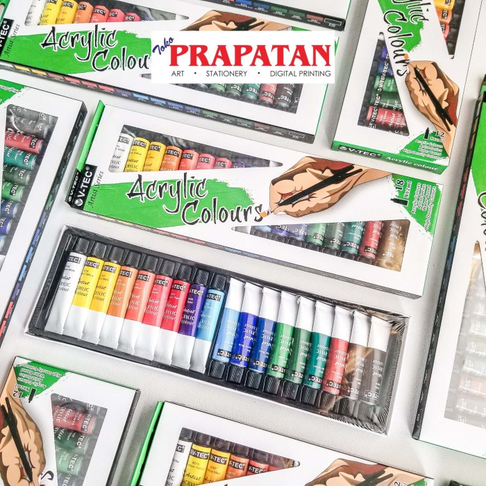 Terlaris Cat Akrilik V- Tec 18 Warna 12 Ml / Acrylic Paint