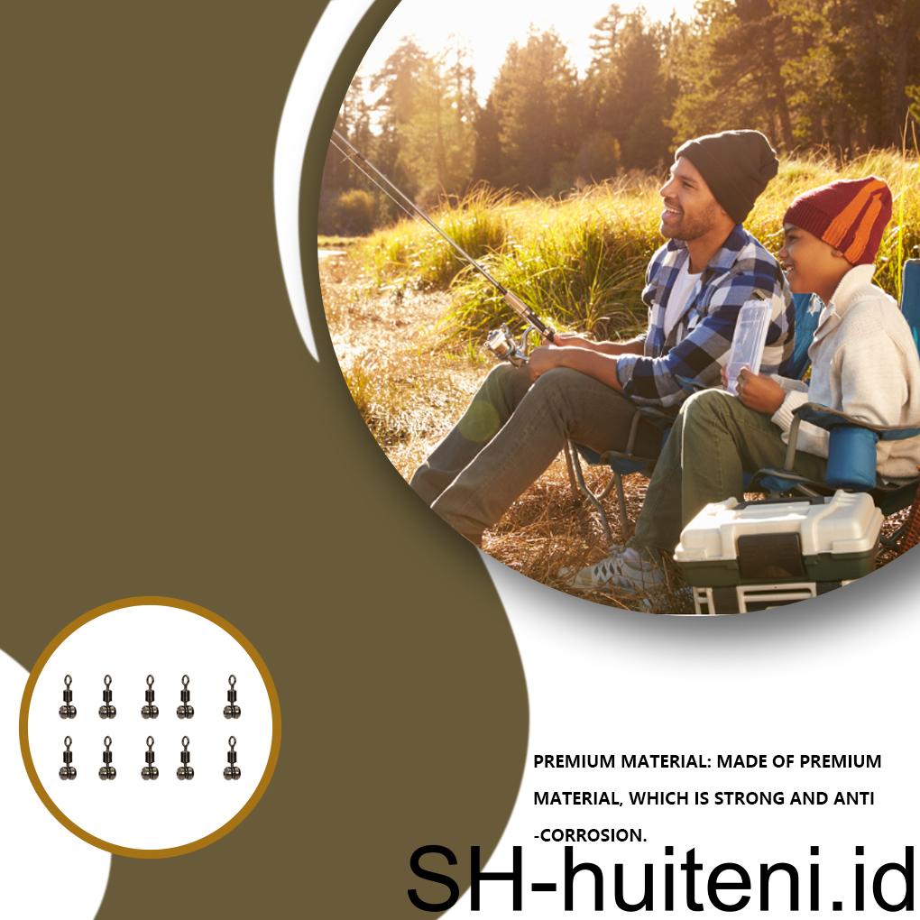 Huit 10pcs Swivels Alat Konektor Memancing Aksesoris Rigs Tackle Hook Rolling Fitting Olahraga Kokoh Gaya Eropa