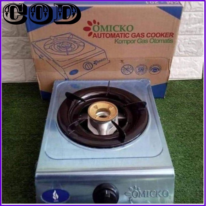 Kompor Gas 1 Tungku Otomatis Stainless Steel Merek Omicko Termurah BODI ELEGAN