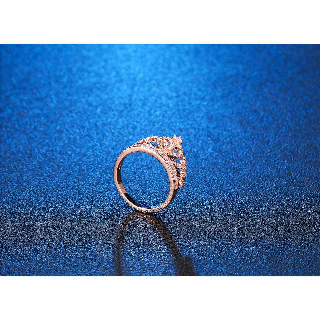 Goldkingdom Aksesoris Perhiasan Fashion Ready Stock Klasik Micro Studded Diamond Crown Ring