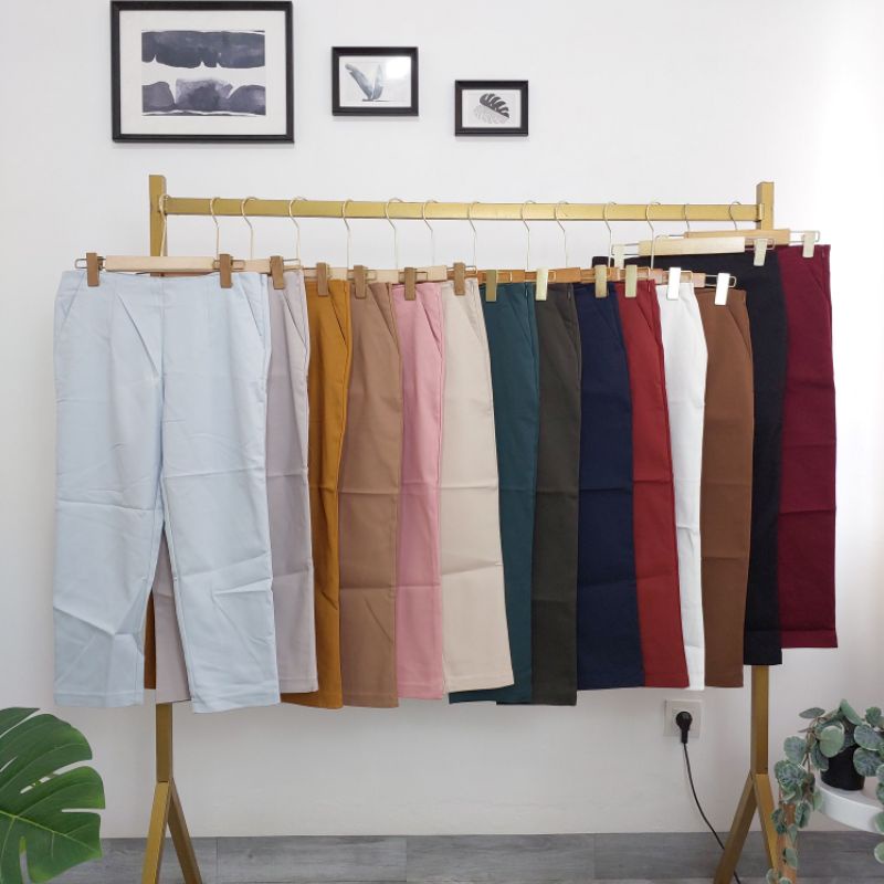CELANA CHOCO ANN HIGHWAIST PANTS 7/8 ZIPPER SAMPING CODE D01 PART 1