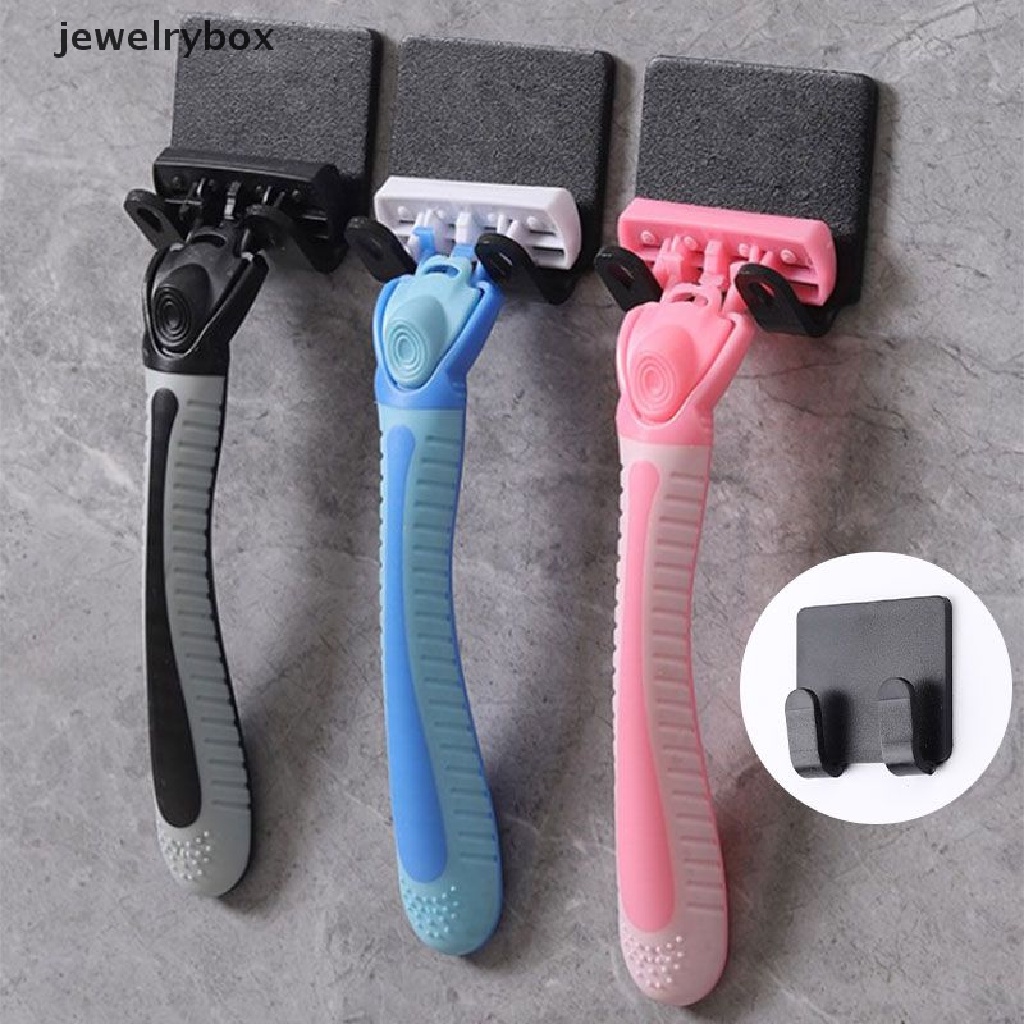 [jewelrybox] 2pcs Punch Free Razor Holder Penyimpanan Kait Dinding Pria Cukur Alat Cukur Rak Kamar Mandi Razor Rack Dinding Aksesoris Kamar Mandi Butik