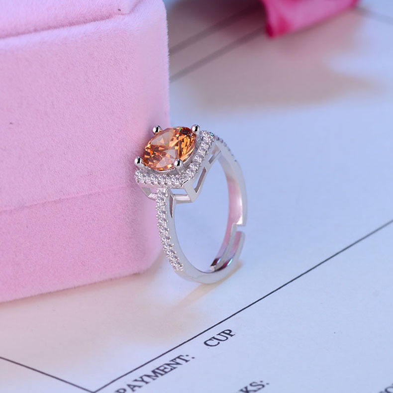 Cincin Kristal Berlian Zircon Hypoallergenic Bentuk Persegi Model Terbuka Untuk Wanita