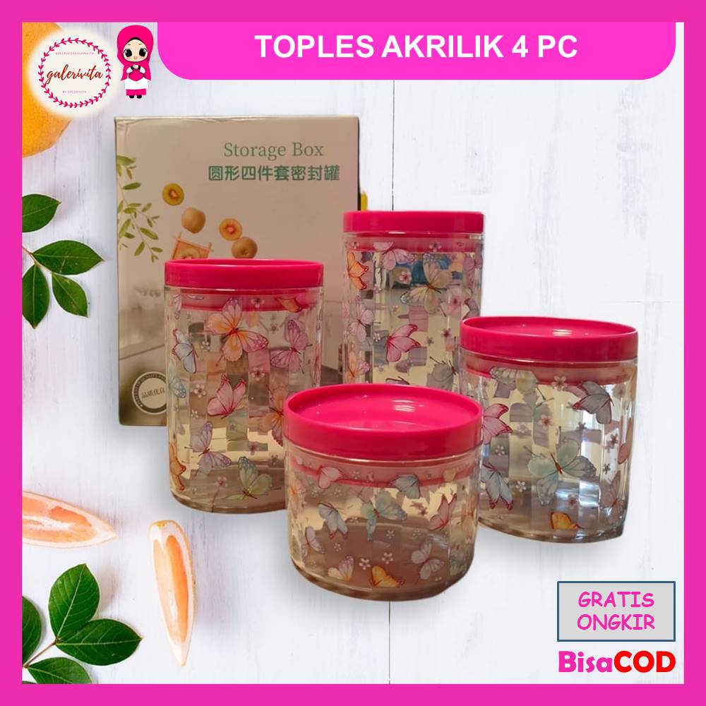 Toples Akrilik Store / Toples Canister Set Isi 4 Pcs