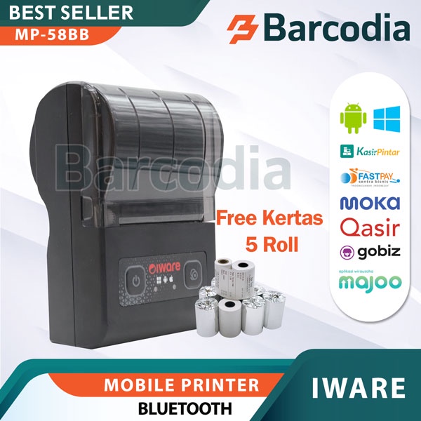 PRINTER KASIR BLUETOOTH THERMAL MINI IWARE MP-58XL free 5 Roll