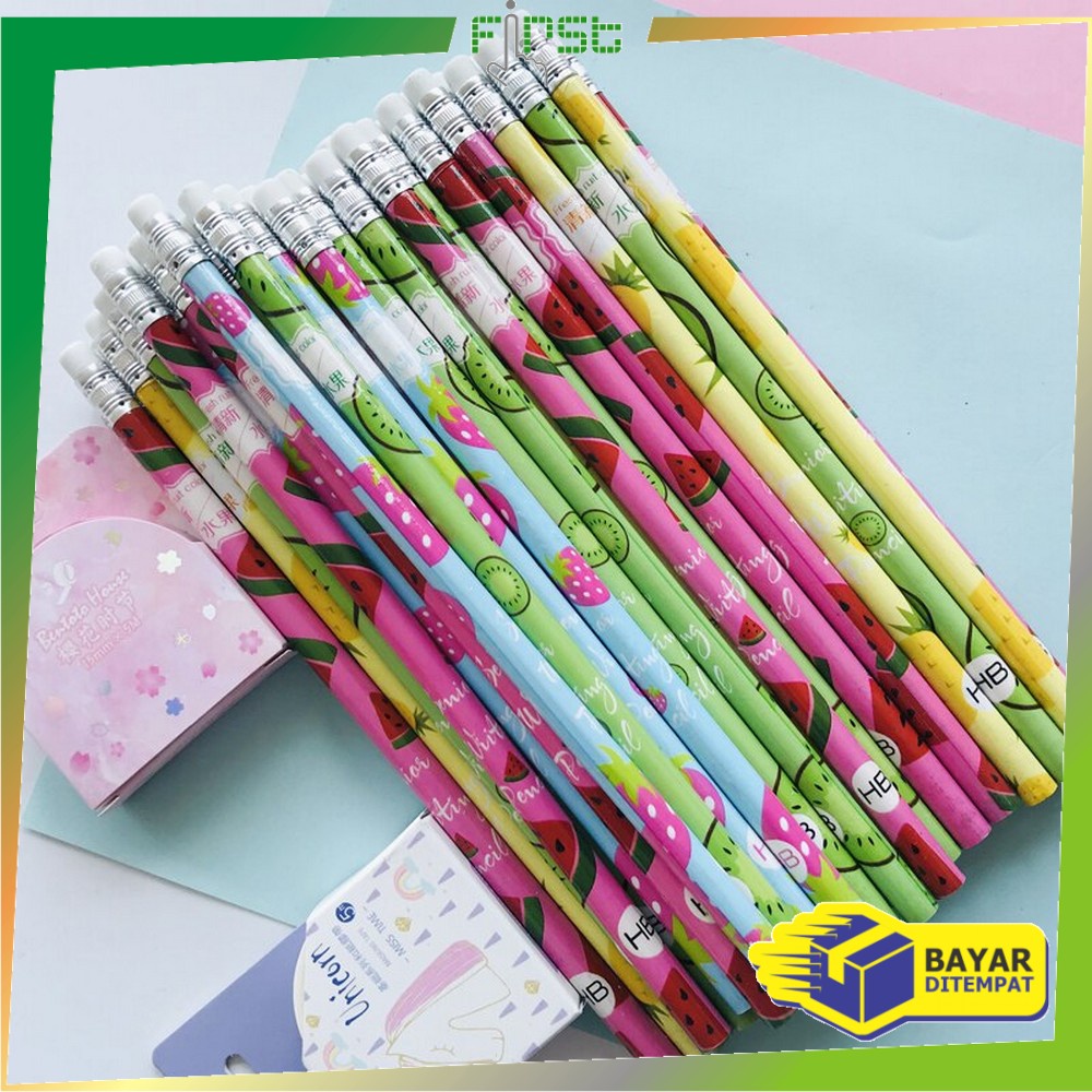 

FH-A49 Pensil Kayu Set 12IN1 Motif Buah Dengan Penghapus Praktis / Pensil 12pcs Alat Tulis Sekolah Pencil Fruits With Eraser Import