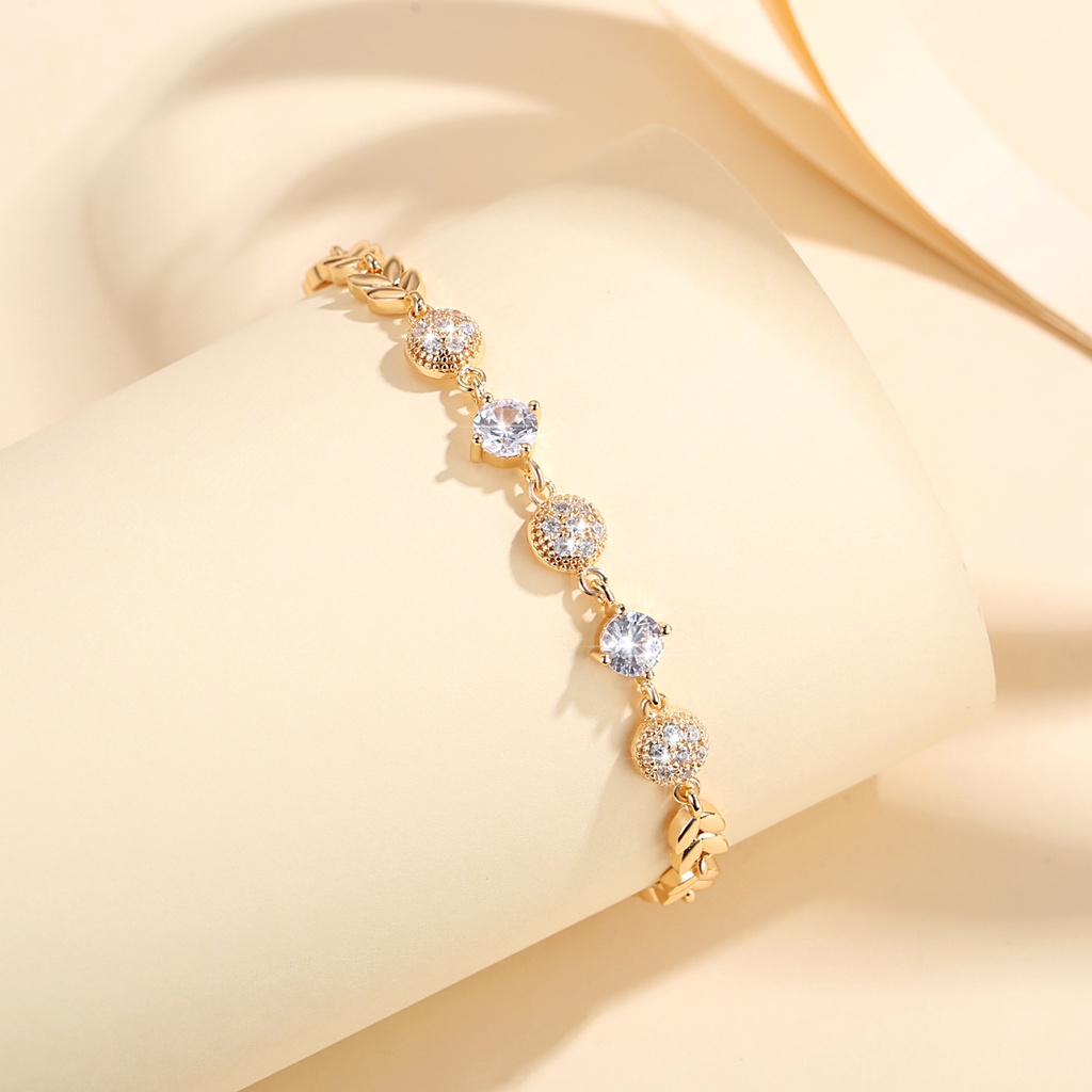 Y937 [COD✔] Gelang Titanium Berlian Berkilau Mewah Wanita Premium Lapis Emas/Perak Tdk Luntur Untuk Wanita Perhiasan