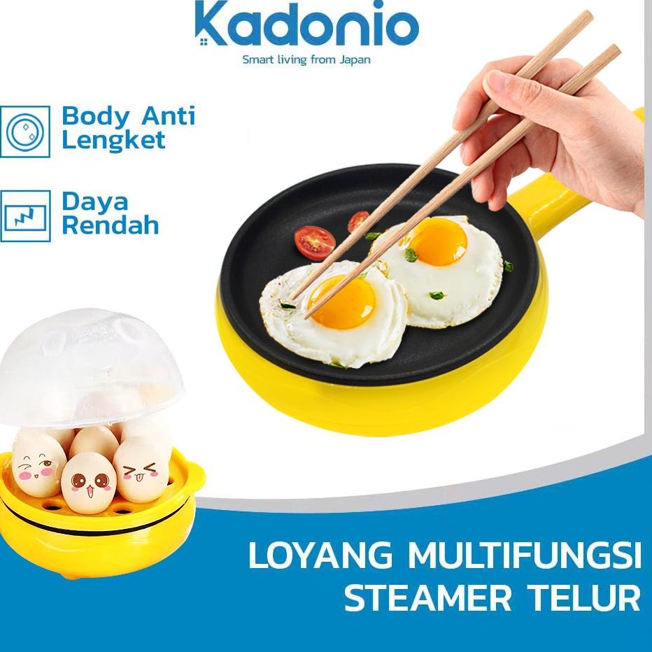 Hadir Limited KADONIO Grill Pan Panci Listrik Multifungsi Perebus Telur Rebus Goreng Telur Steam Pas