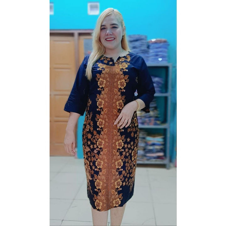 TUNIK BATIK HITAM MAWAR LAPIS FURING BESTSELLER - JAHITAN YENI BAGARIANG