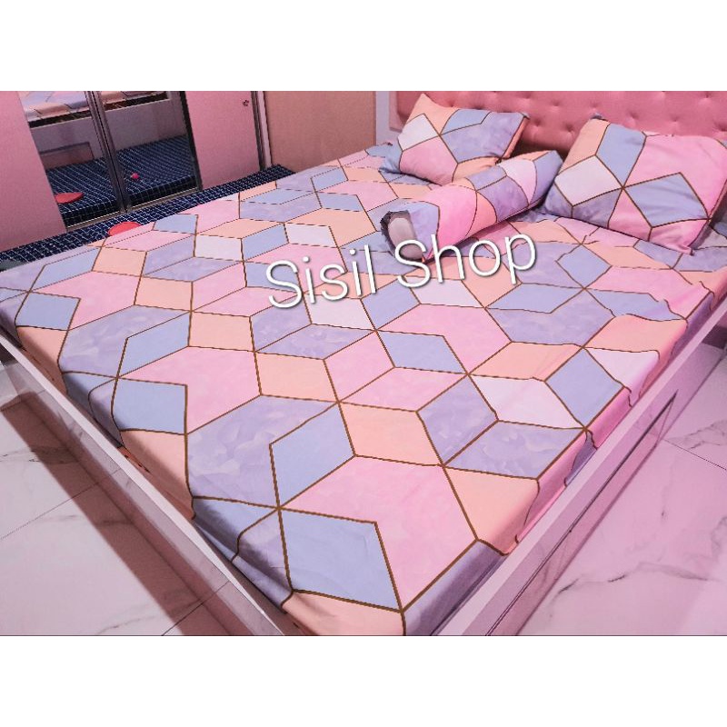 Sprei Motif Aestetic Marble Peach Ukuran No1 180x200 dan No3 120x200