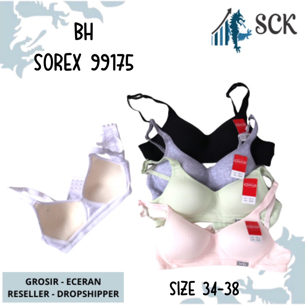 BH SOREX 99175 Tanpa Kawat Busa Tipis / Pakaian Dalam Wanita Motif Salur GROSIR