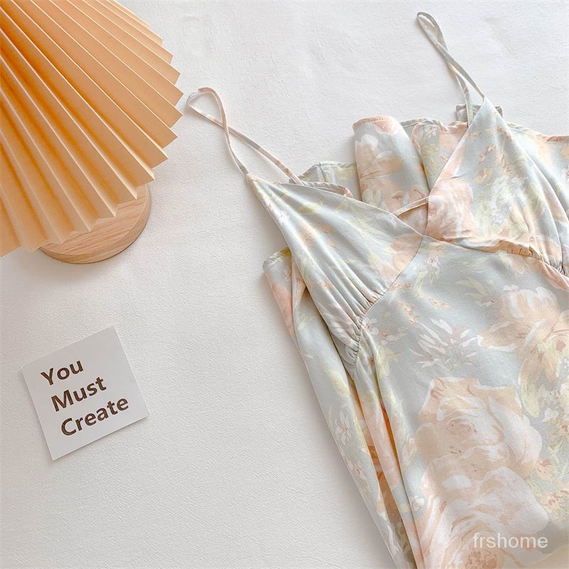 Baju tidur kamisol bunga yang lembut dan sejuk untuk wanita musim panas bagian tipis gaya dalam yang