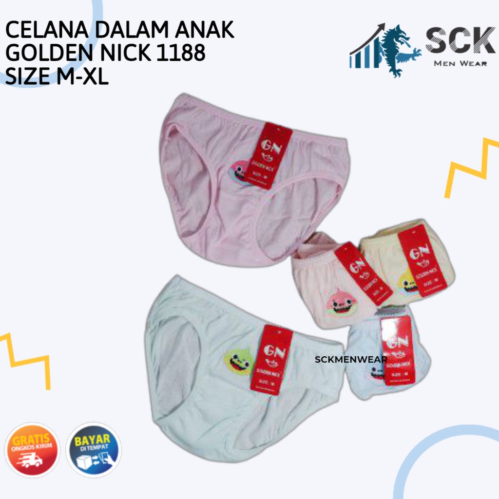 [ISI 3] CD GOLDEN NICK Kids 1188 / Celana Dalam Warna Muda Bahan Katun Halus / Pakaian Dalam Anak Cewek Polos - sckmenwear GROSIR