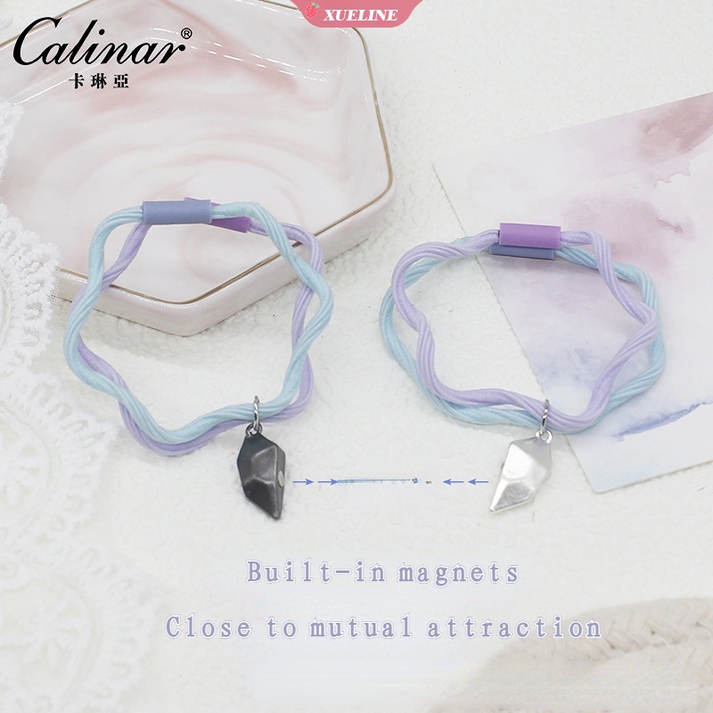 Fashion couple Gelang Sepasang Pacar Sarung Kecil Pacar suction Magnet Gelang Kepala Tali Perempuan dual-use small leather band [ZXL]