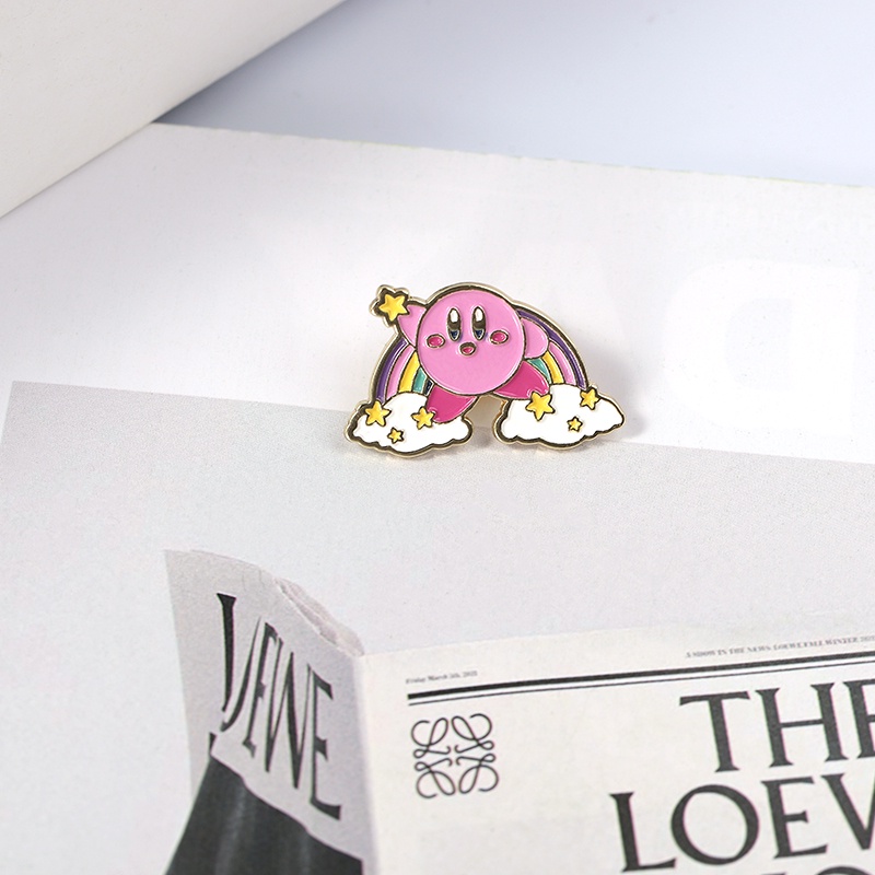 Jepang Anime Kirby Enamel Pin Magic Rainbow Bintang Logam Bros Lencana Kerah Lapel Pin Fashion Kartun Perhiasan Hadiah Untuk Penggemar