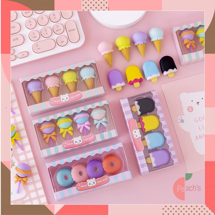 

PEACHs - Penghapus Set Cute / Penghapus Pensil Model Ice Cream Donat Lolipop / Penghapus Pensil Karakter Lucu S5673