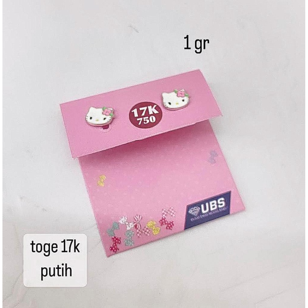 Anting toge anak dan dewasa emas asli kadar 700 70 16k 750 75 17k HK Hello kitty Daisy duck disney sanrio whitegold gold kerabu giwang baby