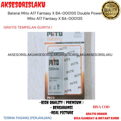 Baterai Mito A17 Fantasy X BA-000135 Double Power Ori Baterai HP