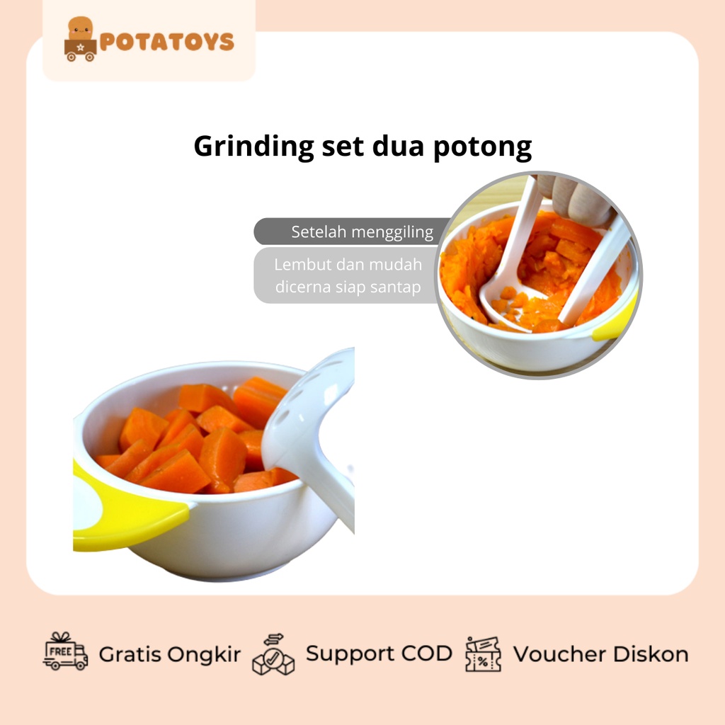 [ Potatoys ] Baby Food Masher Bowl / Grinder Alat Penghalus Makanan Mpasi Bayi