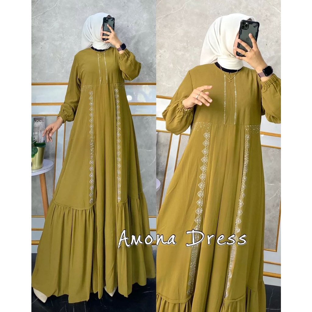 AMONA DRESS - NEW ARRIVAL /Dress Rempel / Dress Busui / Dress Elegan / Dress Gamis