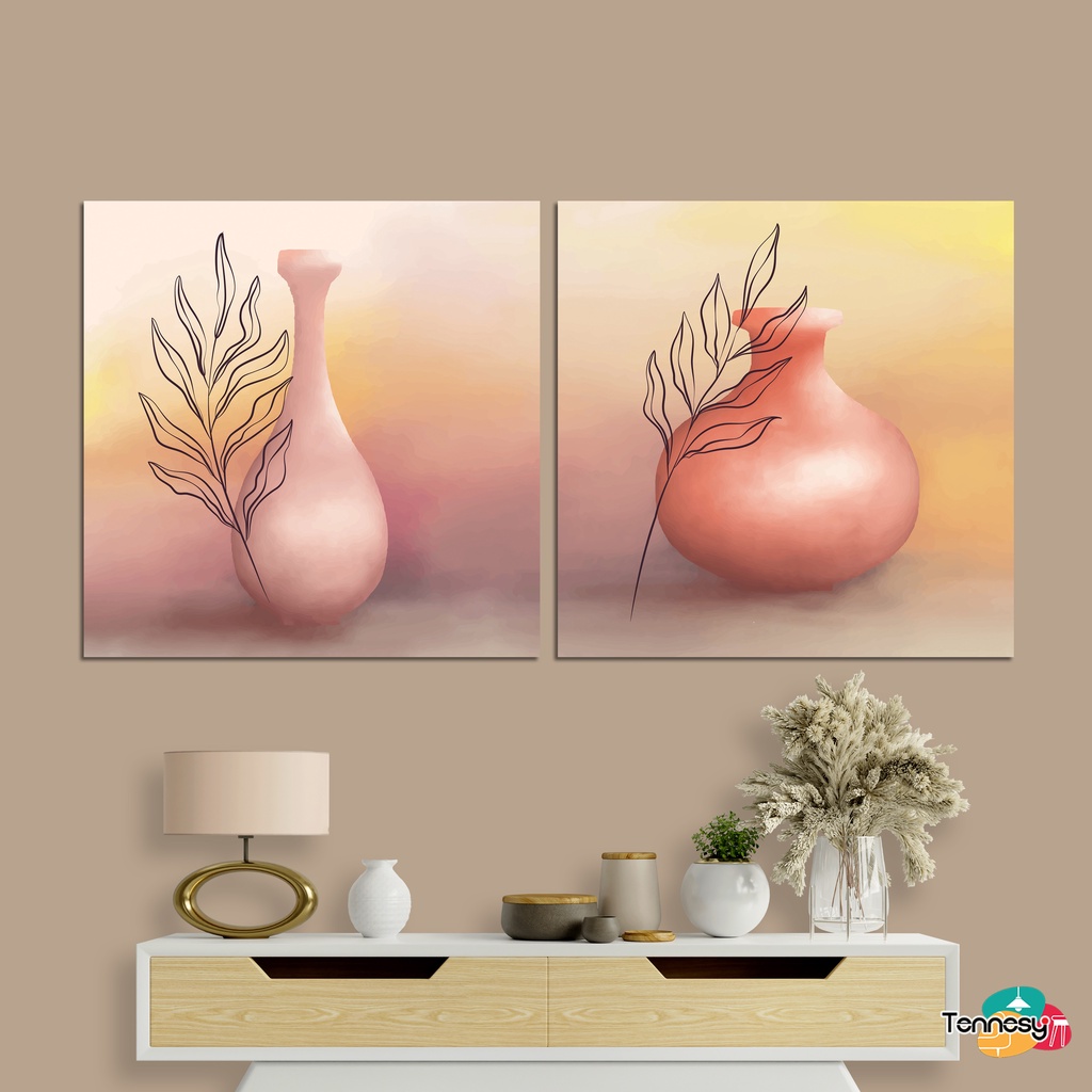 TENNESY Hiasan Dinding Vas Bunga Flower 30x30cm Dekorasi Dinding Kamar Tidur Pajangan Kayu Poster Dekorasi Rumah