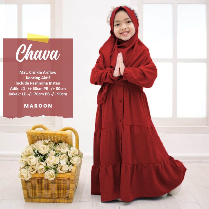 CHAVA DRES KIDS BAJU MUSLIM ANAK PEREMPUAN