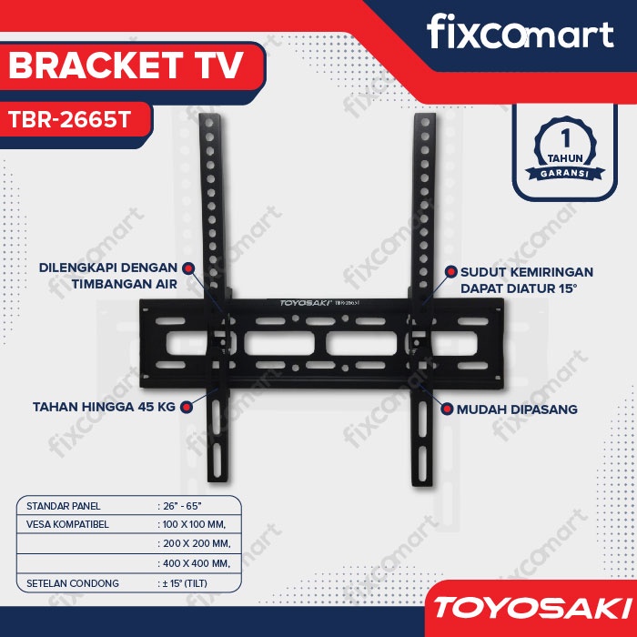 Bracket TV LCD LED 26&quot; - 65&quot; Toyosaki 2665T