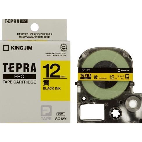 

KING JIM SC12Y Tepla Tape Cartridge 12mm Yellow Label Black Letter