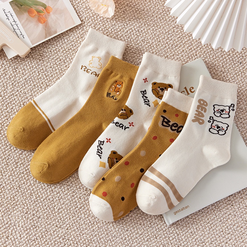 ⭐️𝐈𝐇𝐒 𝟗𝟐𝟏 𝐋𝐚𝐦𝐩𝐮𝐧𝐠⭐️Kaos Kaki Pria Wanita Panjang Setinggi Betis Motif Beruang Bear Fashion Socks Korea