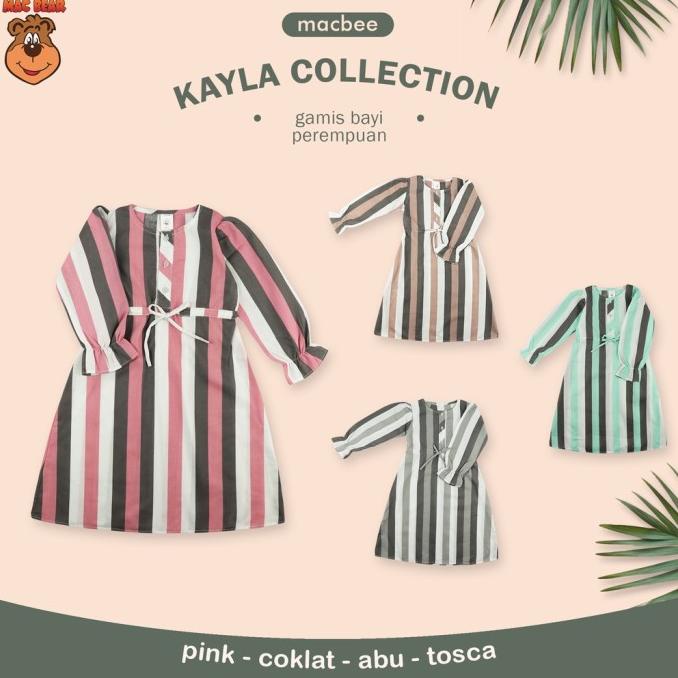 MacBee Baju Anak Perempuan Gamis Anak Muslim Collection Kalya Stripe