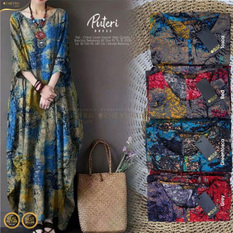 PUTERI DRESS ORI KHEYRA | Cotton Linen Import High Quality