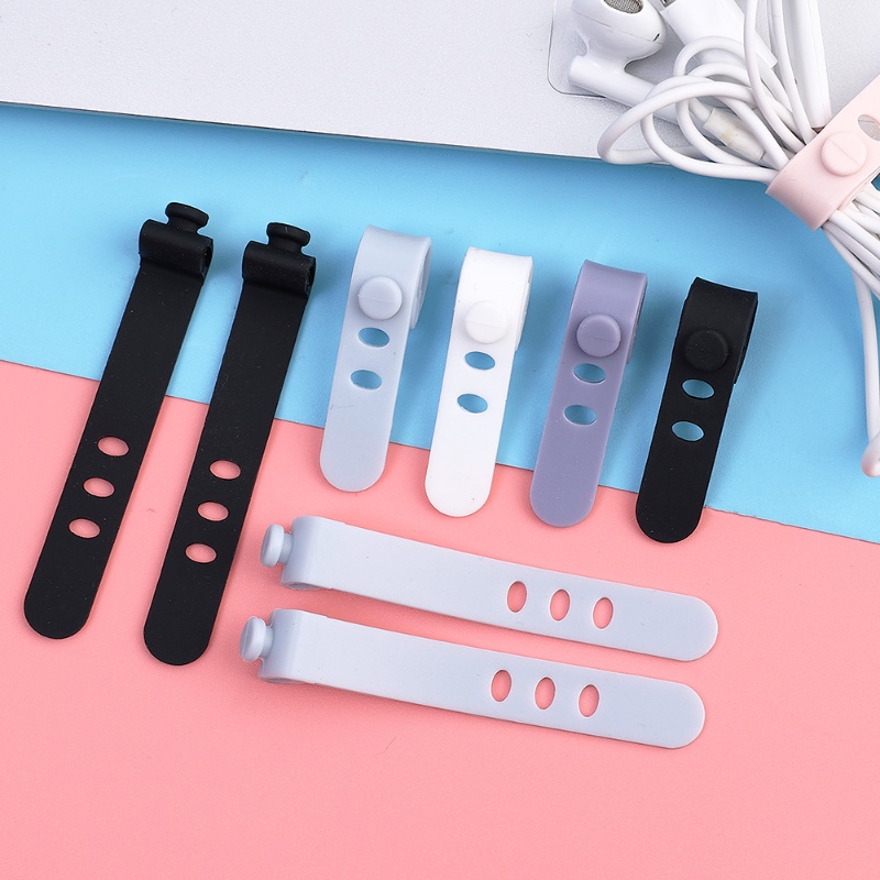 [Unggulan] Silikon Kabel Data Organizer Cable Fixer Holder Desk Top Cable Wire Fastening Ties Cord Earphone Multifungsi USB Charging Line Management Winder Clip Reusable