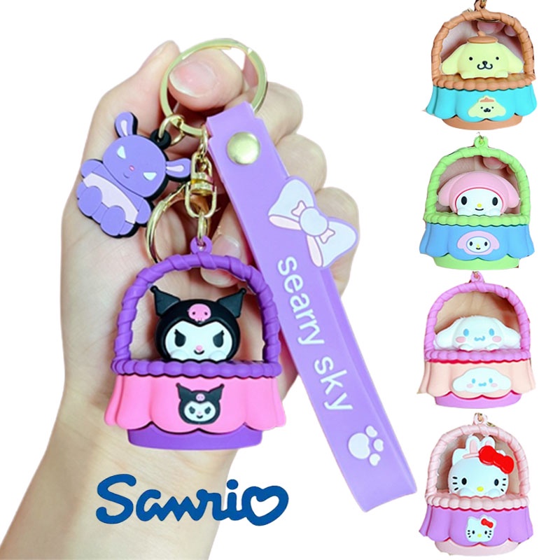 Cute Cartoon MY Melody Hello Kitty Kuromi Mikyo Keychain Pendant with Lanyard Xmas Gifts