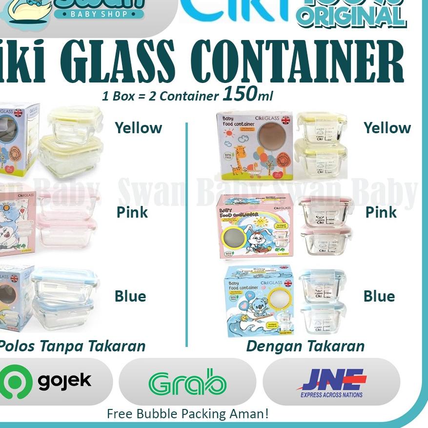 ☆ Ciki Glass Baby Food Container / Mpasi Bayi 150ml Isi 2 ✻