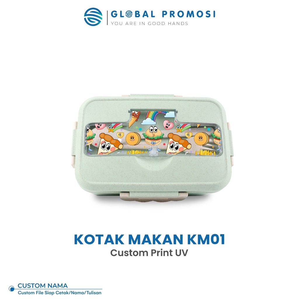 Custom UV Lunch Box Kotak Tempat Makan PP Jerami Gandum 1000ml