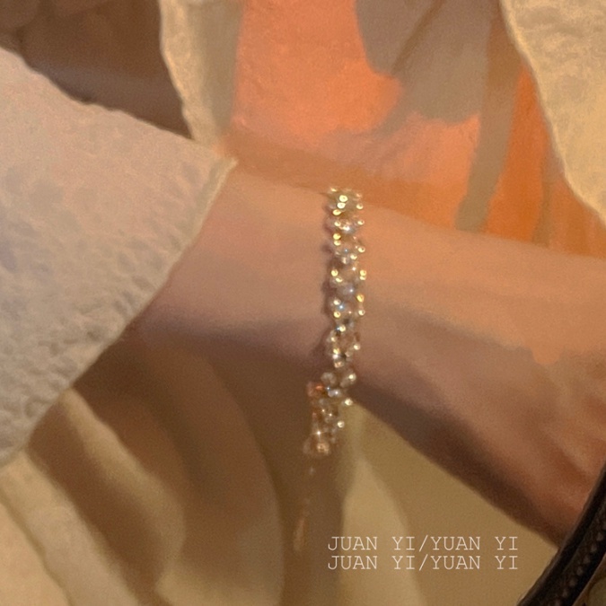 YEEZII Gelang Emas Simple Mutiara Zircon Beads Bangles Untuk Aksesoris Perhiasan Wanita