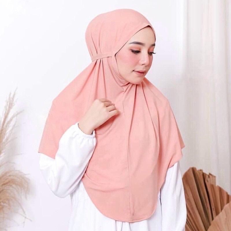 100% aman hijab instan jersey tali size m dan l/hijab bergo jersey tali size m dan l
