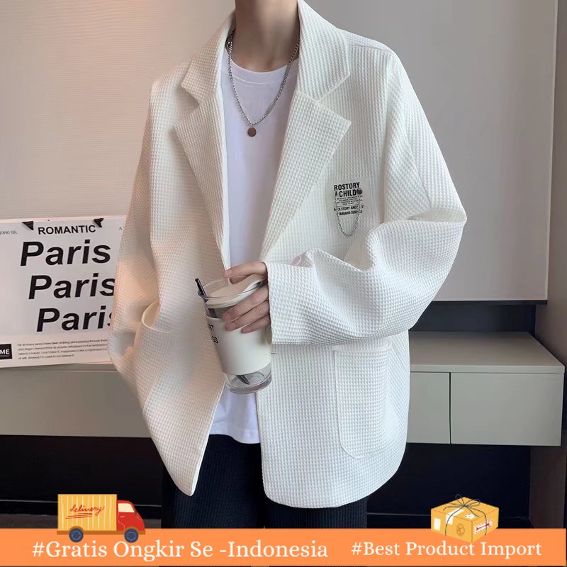 Jas Kantor Pria Hong Kong Style Waffle Jas   Leisure  Tren In Jas  One Piece  Import Berkualitas