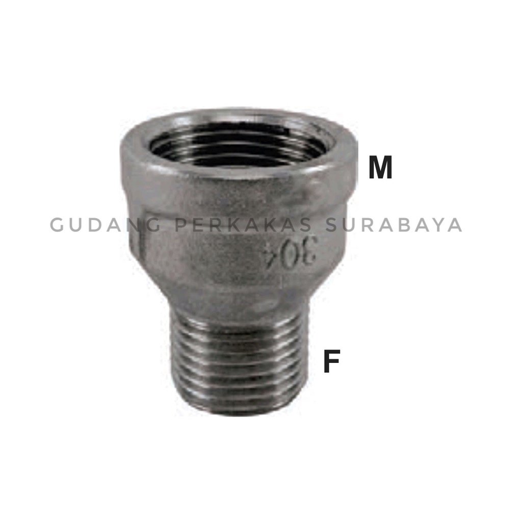SOK DRAT DALAM x DRAT LUAR PIPA SUS304 MALE x FEMALE NAPLE ADAPTER DRAT SAMBUNGAN PIPA OVER SOCK VER