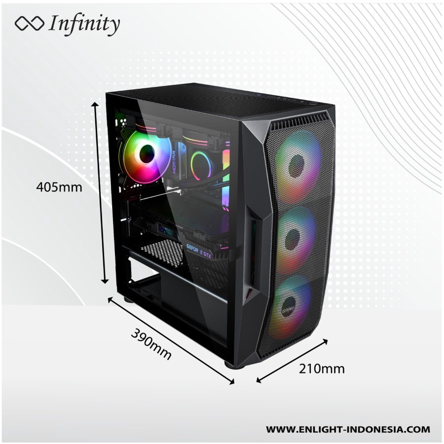 Case Infinity Poseidon V2 micro ATX Mesh Casing Gaming Tempered Glass